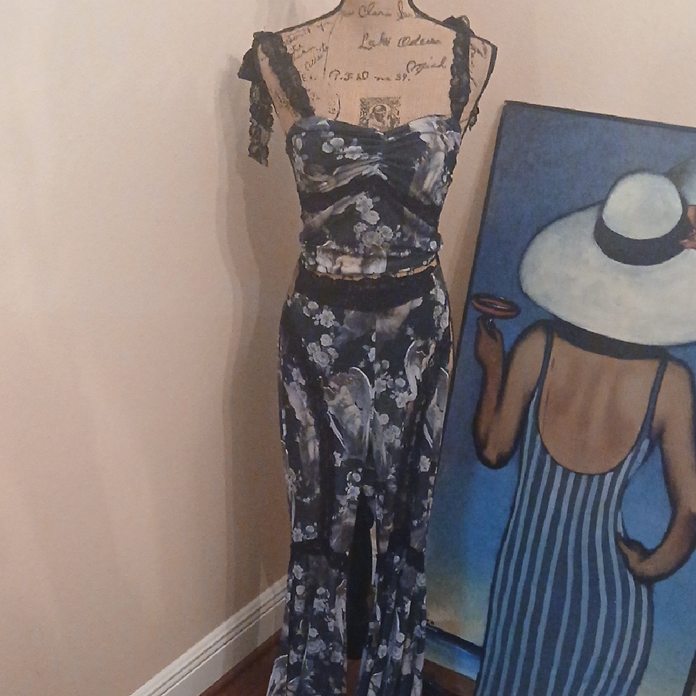 Widow Afflicted Angel Mesh Cami Floral 2 Pc